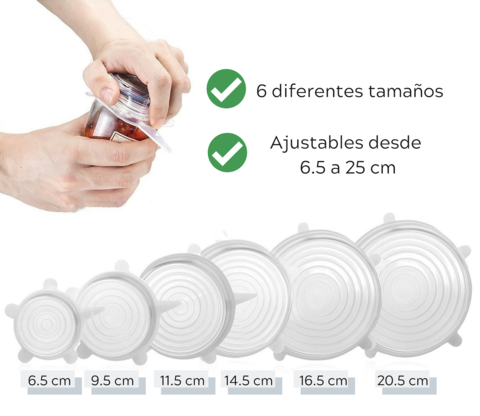 PACK AHORRO: TAPAS DE SILICONA REUTILIZABLES